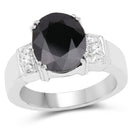 5.29 Carat Genuine Black Sapphire and White Topaz .925 Sterling Silver Ring-1