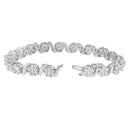 14K White Gold 7 3/8 Cttw Round Brilliant Diamond Floral Cluster and S Link Bracelet (H-I Color, SI2-I1 Clarity) - 7" Inches-4