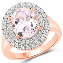 5.48 Carat Genuine Kunzite and White Topaz .925 Sterling Silver Ring-1