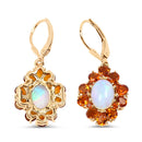 14K Yellow Gold Plated 5.42 Carat Genuine Ethiopian Opal, Citrine and White Topaz .925 Sterling Silver Earrings-3
