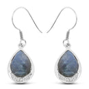 9.13 Carat Genuine Labradorite And White Topaz .925 Sterling Silver Earrings-1