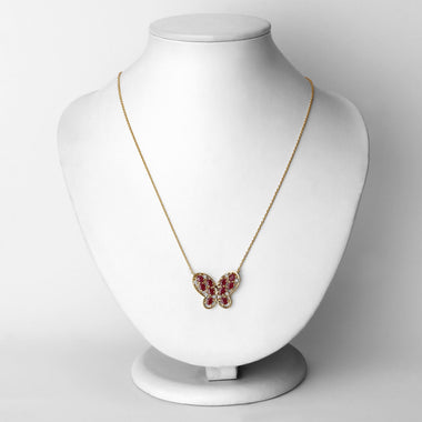 2.36 Carat Genuine Ruby and White Zircon .925 Sterling Silver Necklace - 0