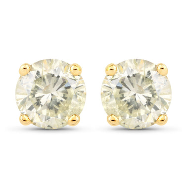 1.24 Carat Genuine LB Diamond 14K Yellow Gold Earrings