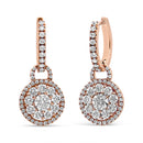 18K Rose Gold 1 1/2 Cttw Round Shaped Diamond Composite Drop and Dangle Leverback Earrings (F-G Color, VS1-VS2 Clarity)-2