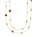 14k Yellow Gold Double Layer Multi Gem Necklace-3