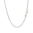 2.0mm 14k White Gold Solid Diamond Cut Rope Chain-3