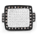 0.61 Carat Genuine Champagne Diamond and White Diamond .925 Sterling Silver Ring-3