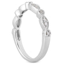 14k White Gold Vintage Look Fancy Pave Diamond Milgrain Wedding Ring Band-2