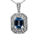 .925 Sterling Silver Blue Topaz and Diamond Accent Art Deco Style 18" Pendant Necklace (I-J Color, I1-I2 Clarity)-1