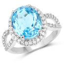 6.03 Carat Genuine Swiss Blue Topaz & White Topaz .925 Sterling Silver Ring-1
