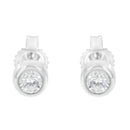 10K White Gold 1/5 Cttw Round Brilliant-Cut Near Colorless Diamond Bezel-Set Stud Earrings (H-I Color, I1-I2 Clarity)-3