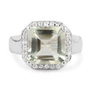 4.52 Carat Genuine Green Amethyst and White Topaz .925 Sterling Silver Ring-3