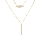 14K Yellow Gold 3/8 Cttw Two-Strand Marquise and Bar Charm Paper Clip Link Pendant Necklace  (I-J Color, I1-I2 Clarity) -18" and 20" Inch Lengths-1