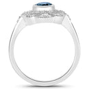 1.32 Carat Genuine London Blue Topaz and White Topaz .925 Sterling Silver Ring-2