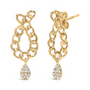 14K Yellow Gold Plated .925 Sterling Silver 1/10 Cttw Diamond Chain Link Teardrop Dangle Earrings (H-I Color, I1-I2 Clarity)-2