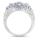 1.65 Carat Genuine Tanzanite and White Topaz .925 Sterling Silver Ring-2