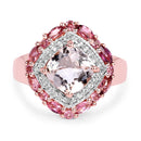 14K Rose Gold Plated 3.11 Carat Genuine Morganite, Pink Tourmaline & White Topaz .925 Sterling Silver Ring-3