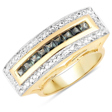 1.08 Carat Genuine Green Sapphire .925 Sterling Silver Ring - 0