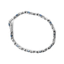 10K White Gold 5x4mm Oval Sapphire Gemstone and 1/10 Cttw Diamond Prong Set "X" Link Bracelet - Size 7" (H-I Color, SI1-SI2 Clarity)-3