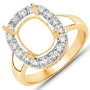 0.51 Carat Genuine White Diamond 14K Yellow Gold Semi Mount Ring - holds 10x8mm Cushion Gemstone-1