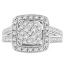 10K White Gold Diamond Cluster Ring (1 Cttw, H-I Color, SI2-I1 Clarity) - Size 6-1/2-1