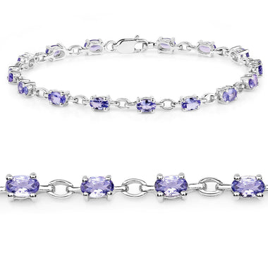 3.12 Carat Genuine Tanzanite .925 Sterling Silver Bracelet - 0