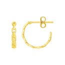 14k Yellow Gold Delicate Chain Hoop Earrings-2