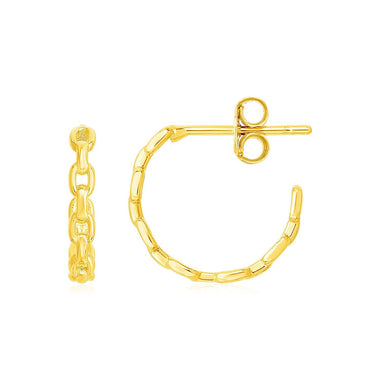 14k Yellow Gold Delicate Chain Hoop Earrings - 0
