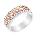 10K White and Rose Gold 1/3 Cttw Diamond Split Shank and Infinity Ribbon Band Ring (I-J Color, I1-I2 Clarity) - Size 6-3