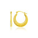 14k Yellow Gold Graduated Round Textured Hoop Earrings-1