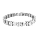 14K White Gold 4 7/8 cttw Baguette & Round Brilliant-Cut Diamond Channel- & Prong-Set Tennis Bracelet (I-J Color, I1-I2 Clarity) - Size 7.25"-1