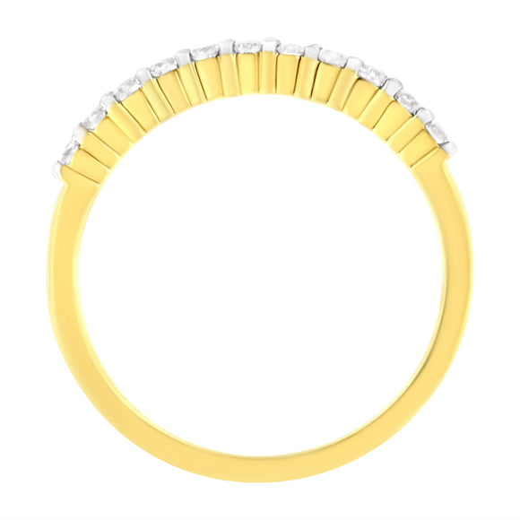 IGI Certified 1/4 Cttw Diamond 10K Yellow Gold Prong Set Fluted Band Style Ring (I-J Color, I2-I3 Clarity) - Size 7