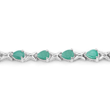 3.08 Carat Genuine Emerald .925 Sterling Silver Bracelet - 0