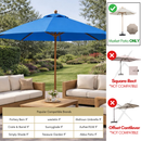 9ft Market Patio Umbrella 6 Rib Replacement Canopy Capri Blue Olefin-6