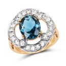 14K Yellow Gold Plated 5.13 Carat Genuine London Blue Topaz & White Topaz .925 Sterling Silver Ring-1
