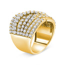 10K Yellow Gold 3.0 Cttw Diamond Eight-Row Bypass Crossover Statement Band Ring (H-I Color, I2-I3 Clarity) - Size 7-7