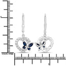 0.57 Carat Genuine Blue Sapphire and Created White Sapphire .925 Sterling Silver Earrings-3