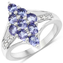 1.71 Carat Genuine Tanzanite and White Topaz .925 Sterling Silver Ring-1