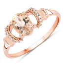 0.75 Carat Genuine Morganite and White Diamond 14K Rose Gold Ring-1