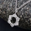 0.14 Carat Genuine White Diamond 14K White Gold Semi Mount Pendant - holds 8.00mm Round Gemstone-4