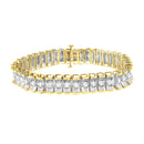 14K Yellow and White Gold 5.0 Cttw Round & Baguette Cut Diamond 7" Reflective Tennis Bracelet (H-I Color, I1-I2 Clarity)-1