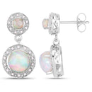 2.27 Carat Genuine Ethiopian Opal and White Diamond .925 Sterling Silver Earrings-2