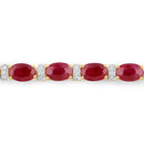 11.67 Carat Genuine Ruby and White Diamond 14K Yellow Gold Bracelet-2