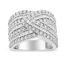 .925 Sterling Silver 2 3/8 Cttw Diamond Multi Row Overlay Band Ring ( J-K Color, I3 Clarity) - Ring Size 7-2