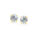 14k Yellow Gold Stud Earrings with White Hue Faceted Cubic Zirconia-1