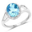 3.29 Carat Genuine Swiss Blue Topaz and White Diamond 10K White Gold Ring-1