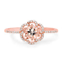 0.54 Carat Genuine Morganite and White Diamond 14K Rose Gold Ring-3