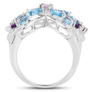3.56 Carat Genuine Swiss Blue Topaz and Amethyst .925 Sterling Silver Ring-2
