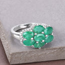3.33 Carat Genuine Zambian Emerald and White Zircon .925 Sterling Silver Ring-4