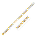 14k Yellow Gold White Pave High Polish Modern Lite Figaro Bracelet (9.5mm)-2